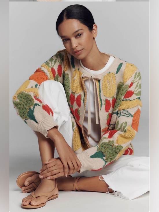 Anthropologie Tops - Sold Out! Anthropologie &
Maeve Veggie-Embellished Cardigan Sweater OS